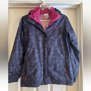 Columbia Kids' Patterned Raincoat with Pink Accents